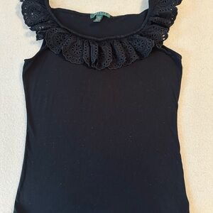Black Sleeveless Top with Lace Detail